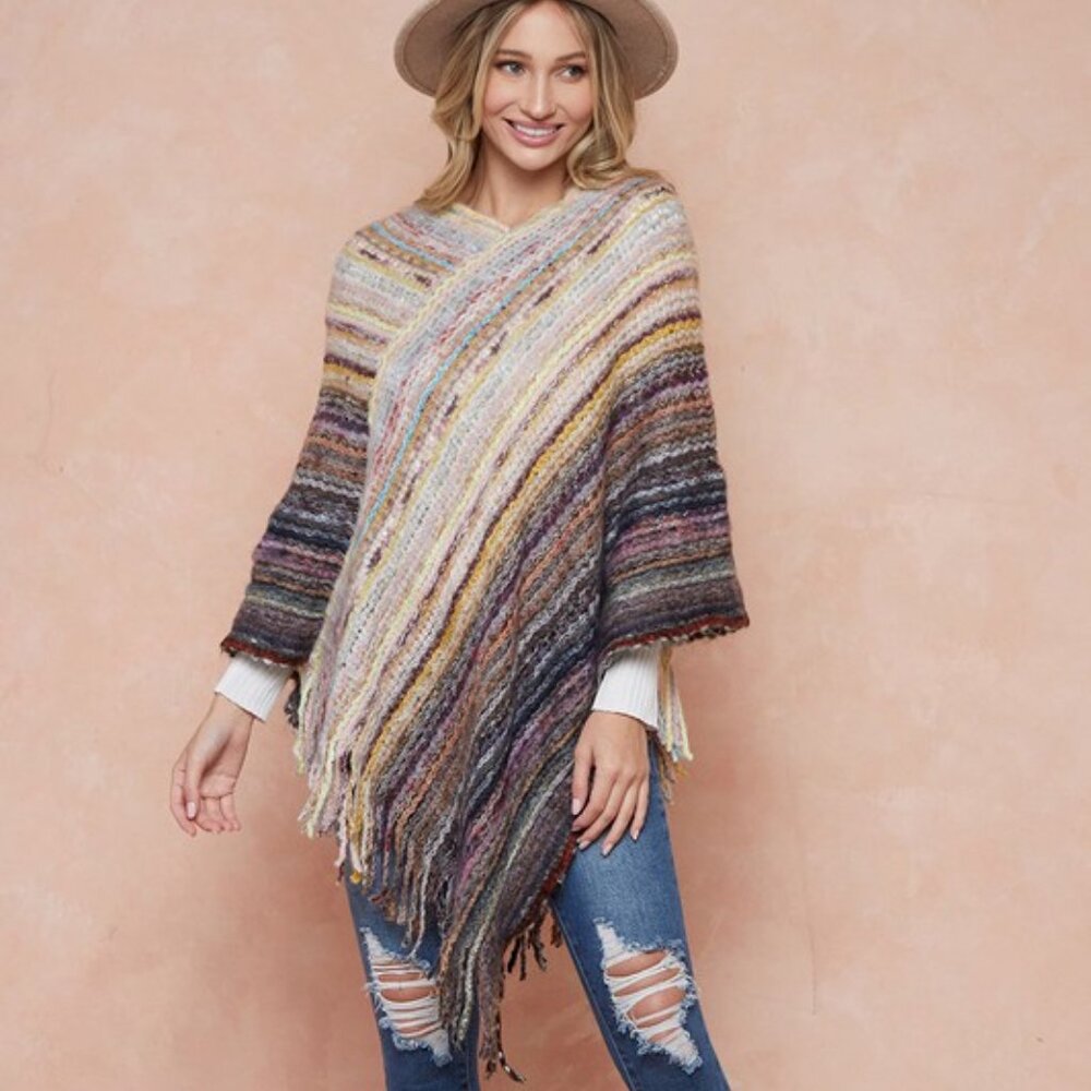 new ON BLUE PONCHO BOHEMIAN HIPPIE STEVIE KNICK S-XL western SHABBY CHIC TAN RED